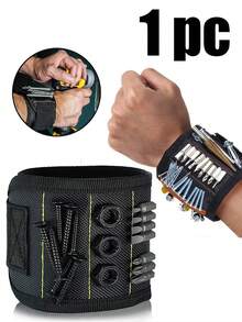 磁性腕带工具收纳盒 - 黑色/红色腕带，带 9 个强力磁铁，非常适合螺丝、钉子、钻头 | DIY 爱好者的理想选择，父亲节礼物，DIY 工具架 | 耐用面料，带强磁的工具架腕带 - 彩色 - 查看 2