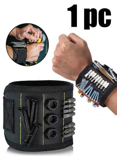 Magnetisches Werkzeug-Armband-Organizer - Schwarz/Rotes Armband mit 9 starken Magneten, perfekt für Schrauben, Nägel, Bohraufsätze | Ideal für Heimwerker, Vatertags-Geschenk, DIY-Werkzeughalter | Strapazierfähiger Stoff, Werkzeughalter-Armband mit starken Magneten