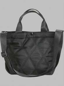 DareSee 超轻尼龙缝线包，休闲新月形单肩包，菱形图案单肩包，适合日常使用，也适合音乐节、Y2K 20 周年纪念、返校季、秋季、圣诞节、冬季等场合，是理想的圣诞礼物之选。 - 黑色 - 查看 3