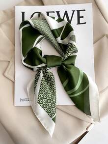 1pc Floral Print Faux Silk 70cm Square Scarf, Men's Bandana, Sun Protection, Versatile Head Wrap, Neck Scarf Accessory