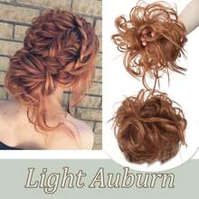 Natural Soft Messy Bun Hair Extensions X-Large Scrunchie Updo Cover Hair Elastic Band Wrap On Ponytail Hair Extensions Synthetic Straight Tousled Chignon Bleach Blonde Highlight Ombre Color Hairpiece Pony Tail Hair Piece For Women Halloween Party Daily Wedding - 彩色 - 查看 12