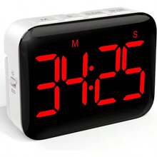 Temporizador magntico de cocina para cocinar con cuenta atrs, temporizador digital alimentado por batera con visualizacin, 2 niveles de brillo y volumen para aula, profesor, nios - Rojo oscuro - Ver 2