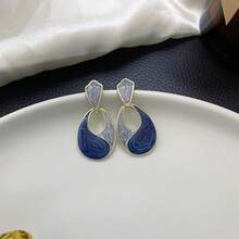 2025 New Earrings High-End Oil Drop Water Drop Earrings  Versatile Fashion Earrings - Màu xanh lam - Xem 3