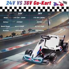 (24V 36V Electric Go Kart With Adjustable Seat), Licensed BMW Drift Kart With Dual 300W Motors, Crazy Go Cart For Kids Ages 6-12, Cool LED Lights, Drift Mode And 2 Speeds - 白色 - 查看 7