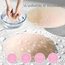 1 Pairs Nipple CoversCakes Nipple Covers 2 Pairs, Ultra-Thin Adhesive Seamless Nipple Pasties For Women Silicone Reusable Breast Petals - 奶油 - 查看 7