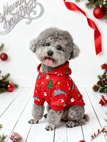 Áo hoodie in hình cá voi sát thủ và cá heo, ấm áp và thoải mái cho chó và mèo trong nhà/ngoài trời. - Đỏ - Xem 8