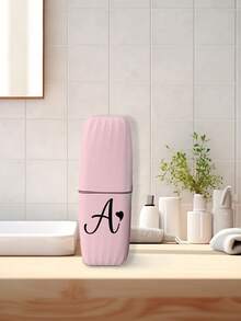 1pc Black Art Letters A-Z Portable Toothbrush Case, Keep Your Toothbrush Clean And On The Go!Travel Toothbrush Holder, Portable Toothbrush Cup Cover,Suitable For Travel, Camping, Business Travel, And School, Multi-Purpose Toothbrush Cup, Travel Wash Cup, Toothbrush And Toiletries Storage Kit, Minimalist Toiletries Storage Box, Travel Essentials, Bathroom Accessories, Household Items, And Storage Supplies(Excluding Q/U/X) - Multicolor - View 7