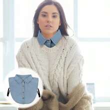 Denim Fake Collar For Women Faux Shirt Collar Women's Denim Shirt Detachable Dickey Collar For Women Under Blouse - như hình ảnh - Xem 5
