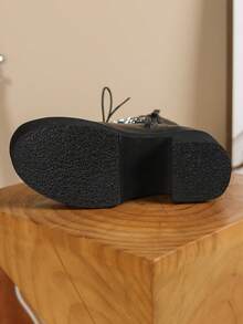 European And American Style Women's Thick Heel Platform Short Boots, Waterproof Mid-Calf Boots, Autumn/Winter New Lace-Up Boots, White Fashionable Boots, Black High Heel Boots, Western Style Boots