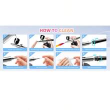 带空气压缩机的 LCD 喷枪套件，带软管的 3 档压力无绳喷枪机，38PSI 便携式喷枪，适用于绘画艺术、理发、模型、蛋糕 - 圓弧數顯黑+刷滴管 - 查看 6