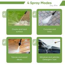 OLIXIS Electric Pressure Washer, High Pressure Cleaning Machine With Foam Cannon, 2.0 GPM Power Washer With 5 Quick Connect Nozzles For Fences Decks Patios - Green - View 5