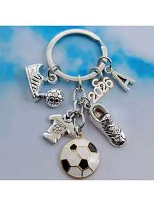 New Fashion A-Z Letter Metal Keychain For Men Fashion Soccer Keyring Football Shoes Gift Football Car Key Chain Party Jewelry - Multicolor - View 1