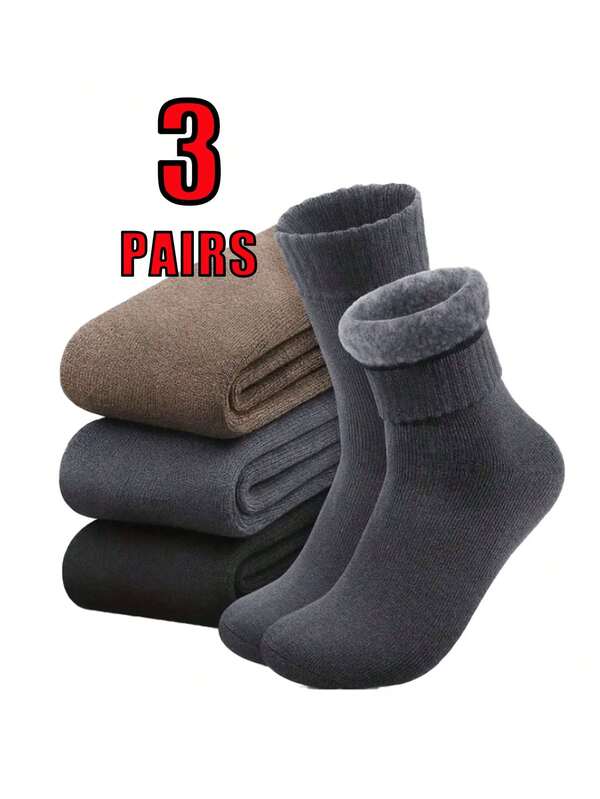 1/3 أزواج من الجوارب السميكة الناعمة والدافئة للرجال، مناسبة للطقس البارد والتنزه في الهواء الطلق
