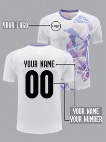 定制足球球衣，带有徽标、姓名和号码，男女通用运动 T 恤，适合足球、羽毛球和排球，春夏季，时尚、时尚、时髦、休闲、简约时尚、个性化、定制、定制、独特、男士服装、胶囊衣橱、男士基本款/街头风格，适合他、男朋友、家人、朋友、生日、度假/节日、上学/比赛、运动/登山的理想礼物