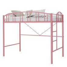 Meiyiu Loft Bed Twin Size With Ladder And High-Arched Guardrail, Sturdy Metal Slats, Space-Saving Design, Modern Decor Style, Easy Assembly, No Box Spring Needed, Sa-Fe For Kids/Adults - 粉色 - 查看 9