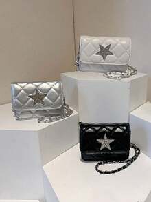 1pc PU Magnetic Buckle Korean Style Mini Square Bag, Fashion Chain Coin Purse Crossbody Bag, Personalized Stylish Aesthetics Mini Square Bag Suitable For Daily Use, High-End Solid Color Matching, Suitable For Daily Shopping, Birthday Party, Exquisite And Cute Chain Crossbody Bag, Gift For Friends And Family - Mini Crossbody Bag - View 2