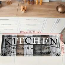 2pcs Heavy-Duty Kitchen Floor Mats - Non-Slip Bathroom, Laundry, Hallway Mats - Quick-Dry & Oil Absorbent - Washable Modern Farmhouse, Contemporary Decor - Gray Wood Plank Design (2pcs), Kitchen Mats Floor, Hightraffic Areas, Rustic Charm, Durable Construction, Practical Homeowners, Bathroom, Farmhouse Style, Polyester Material, Antislip, Busy Households - 黑色 - 查看 2