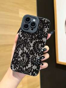 1pc Unique Lace Pattern Design Phone Case, Compatible With IPhone 17 Pro Max/Air, 11/12/13/14 Plus, XR/7/8 Plus/15 Pro Max, Series - Multicolor - View 3