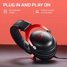 HyperX Tai nghe chơi game Cloud II với card âm thanh USB, âm thanh vòm 7.1, đệm tai bằng mút hoạt tính, khung nhôm bền chắc, micro có thể tháo rời, tương thích với PC và máy chơi game. - Đen và đỏ - Xem 6