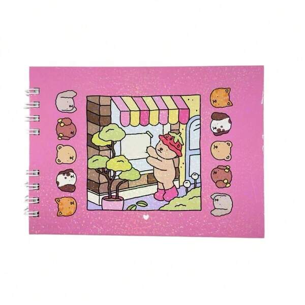 Livro de Colorir  50 Folhas Grossas Caderno de Desenho Pintura Ursinho Livrinho da Moda Ursinh