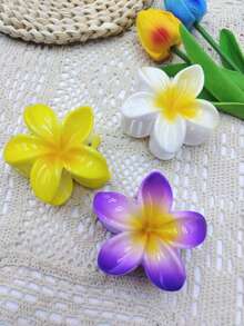 1pc/3pcs/4pcs/6pcs/9pcs 8cm Hibiscus Flower Shaped Hair Clips, Blue/Pink/Purple Lightweight Plastic Bathroom Hair Accessories Suitable For Daily Outing, Casual Party, Commute, Beach Holiday, Ponytail, Bun, Face Washing, Makeup, Outfit Matching Fashion Claw Clips