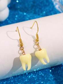 1 Pair Fashionable, Exquisite, Versatile, Unique, Creative, Niche, Gothic, Quirky Teeth Design Earrings For Women, Suitable For Daily Wear, Parties, Commute, Holidays, Vacations