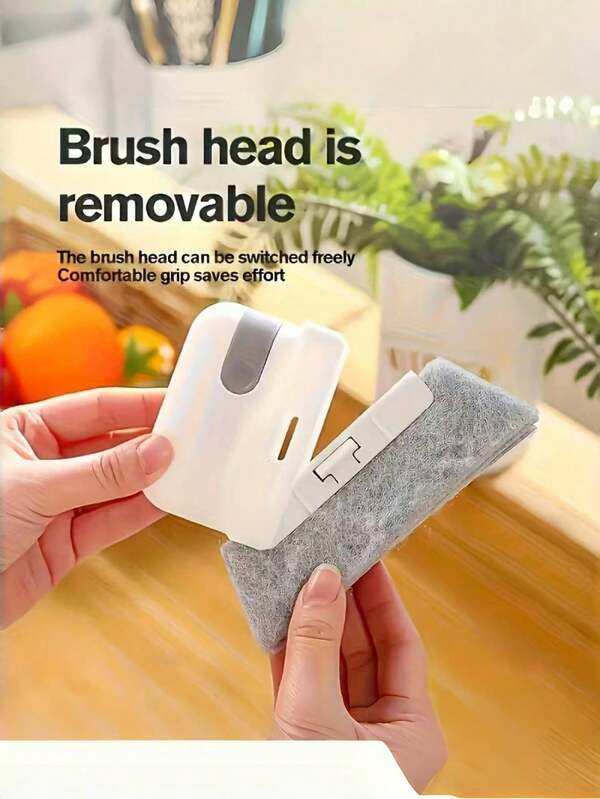 Escova de limpeza portátil multifuncional de 1 peça, adequada para janelas, portas e cozinha - Ferramenta para ranhuras e fendas fácil de usar, espanador doméstico reutilizável, presente de Natal, escova de limpeza removível, escova multifuncional para ranhuras de portas e janelas de vidro, escova para limpeza de ranhuras, ferramenta para escova de fendas