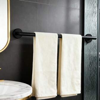 Toallero de acero inoxidable moderno y minimalista | Resistente a la oxidación y duradero | Opciones de color negro / plateado | Tamaños de 12/16/24 pulgadas | Soporte de toalla de baño montado en la pared | Instalación pesada y fácil | Selección transfronteriza
