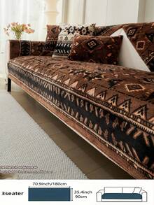 1 Stück nordischer und orientalischer Stil Flanell Sofakissenbezug, Herbst/Winter verstärkter warmer Sofabezug, tierfreundlich, Möbelschutz, passend für alle Sofas, maschinen-/handwaschbar, geeignet für Wohnzimmer, Schlafzimmer, Büro Sofa Dekoration