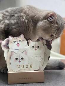 1本可爱小猫咪日历 - 月度计划本，包含萌萌的猫咪图案，涵盖2026年1月至12月 - 适用于家庭、办公室、学校 - 是送给爱猫人士和宠物主人的理想礼物 - 俏皮的小猫咪主题，耐用纸张，英文版式，月度计划 | 趣味设计 | 耐用纸张，猫咪日历 - 彩色 - 查看 8