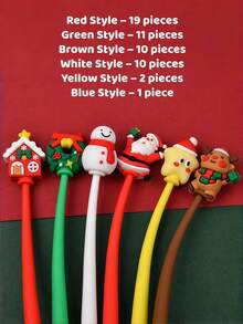 53 estilos de bolígrafos de balanceo de la serie navideña linda, bolígrafo de gel de silicona suave de 0.5 mm, con forma de muñeco de nieve, Papá Noel y árboles de Navidad, tinta negra, bolígrafos de gel navideños para regalos, suministros de papelería navideña, recuerdos de fiesta escolar, adecuados para que las familias escriban tarjetas de felicitación juntas.