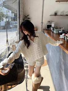 Women Sweater Co-Ords - Apricot - View 1