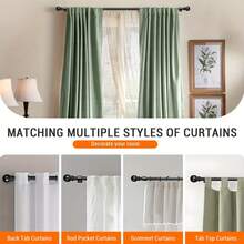 适用于 54-156 英寸窗户的窗帘杆,5/8 英寸装饰浴帘杆套装,哑光黑色拼接单窗帘杆带支架,适用于浴室、卧室、客厅、户外露台、厨房,小型窗帘杆浴室配件浴室工具 - 黑色 - 查看 6