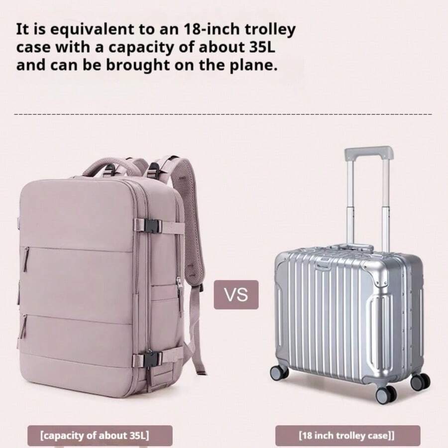 中性大容量旅行後背包，商務筆電包，登機行李包 (40*20*25cm) 符合航空標準，防水多功能後背包，鞋艙，乾濕分離隔層；中層隔層，學生旅行後背包，通勤筆電包