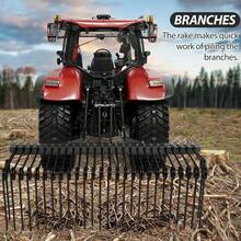 72-Inch 3-Point Tractor Rake, 72-Inch Wide 3-Point Tractor Rake For Pine Needles And Straw, Powder-Coated Steel, Category 0 And 1 Compliant - Black - View 3