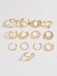 13 Pcs/Set Punk Rings Set For Women Vintage Geometric Rings Set Fashion Personalized Jewelry Gifts Match With Daily Outfits, Party Accessories