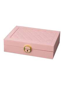 1pc Three-Layer Jewelry Storage Box, Dressing Table With Drawer Jewelry Storage Box, Gift Leather Jewelry Box, Portable Jewelry Storage Box, Desktop Storage Drawer Box, Stackable Storage Box, Can Store Watches, Necklaces, Rings, Pendants, Bracelets And Other Multi-Functional Jewelry Storage Boxes, Exterior With Locking Leather Design,