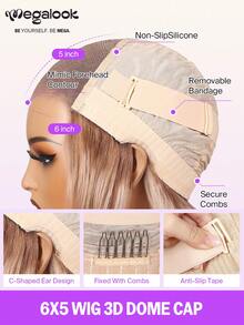 MEGALOOK Tóc giả 6x5 Ombre Xám Lace Front, Tóc Thẳng Lụa Không Mối Nối, Đường Tóc Trong Suốt, Màu Ombre, Không Cần Keo, Phù Hợp Cho Người Mới Bắt Đầu, Bền Bỉ Và Lâu Dài, Nhẹ Và Thoải Mái - Màu hợp thời trang - Xem 9