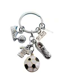 New Fashion A-Z Letter Metal Keychain For Men Fashion Soccer Keyring Football Shoes Gift Football Car Key Chain Party Jewelry - Multicolor - View 33