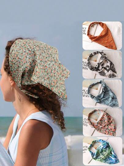 Hair Scarf Headband For Women Elastic Hair Kerchief Boho Triangle Bandana Head Scarf Girls Hair Scarves Warm Bands Winter Hair Accessories