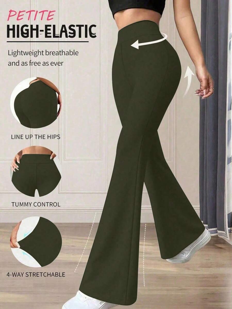 Pantalones rectos de tiro alto acampanados de talla pequeña