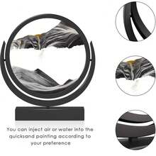 LUMIARTISAN Flowing Sand Painting, 3D Moving Sand Art Decor, Art Picture Sandscapes In Motion Round Glass Deep Sea Sand Art 360° Parallel Rotation, Wall Mounted Rotate Sculpture - màu đen - Xem 3