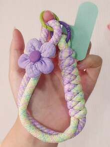 Cordón para teléfono con diseño floral, cuerda trenzada corta para muñeca, durable y adecuado para exteriores, viajes y senderismo en verano