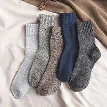 5 Pairs Of Women'S Warm Winter Socks, Thick And Warm Mid-Tube Snow Boot Socks, Warm Retro Thick Line Solid Color Socks - Multicolor - View 5
