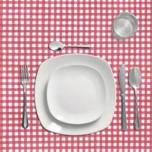 ORYX Round Oilcloth Tablecloth Red Checkered Waterproof Stain-Resistant PVC Ø140 Cm. Indoor And Outdoor Use - Red and White - View 2