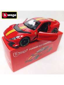 Burago 1:64 比例法拉利系列合金压铸汽车模型，微缩仿真压铸车，收藏级迷你跑车，汽车模型装饰，生日、新年、圣诞节男士礼物 - 812 競賽紅 - 查看 5