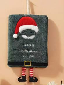 1pc Christmas Hanging Hand Towel For Kitchen, Bathroom, Quick Dry Absorbent Decorative Cloth
