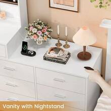 Multifunctional Dressing Table With Mirror, LED Lights And Drawers, 2 Colors
