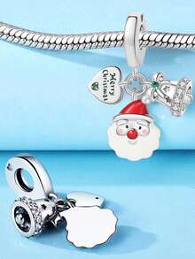 STYFNE 1 pieza Colgante con cuentas de árbol de Navidad, campana, Papá Noel, reno, muñeco de nieve, adecuado para pulseras DIY, joyería de mujer, pequeño regalo diario