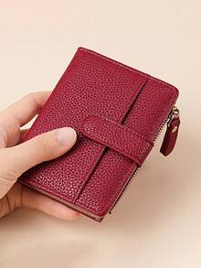 欧美风荔枝纹女士钱包，简约大方，双折多卡槽拉链零钱包，女士钱包，迷你缝纫钱包，小零钱包，都市简约男士钱包，PU皮革，可爱钱包，简约设计，高品质，双折多卡槽拉链零钱包，短款女士钱包，迷你缝纫钱包，小零钱包，适合日常通勤使用，适合作为节日礼物。